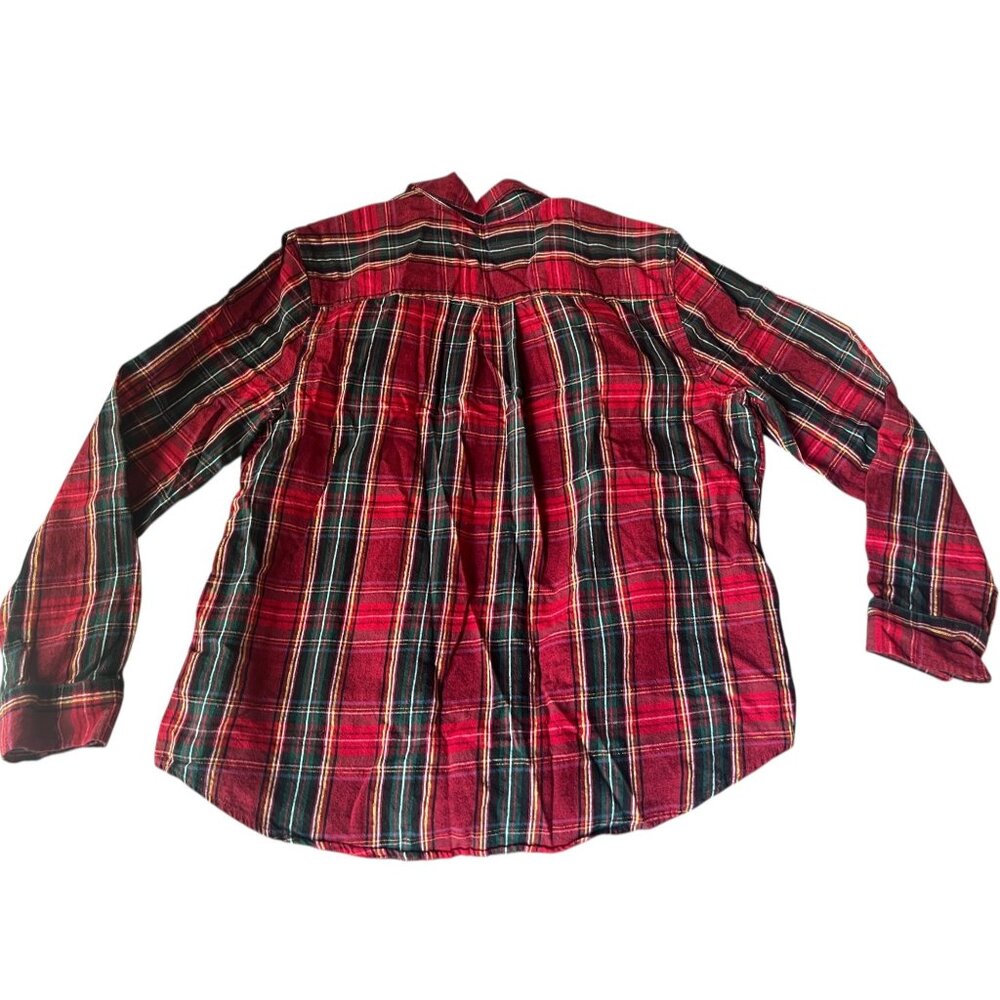 Time And Tru Womens Plaid Flannel Shirt XXL Red & Green Long Sleeve Button-Up - Picture 2 of 8